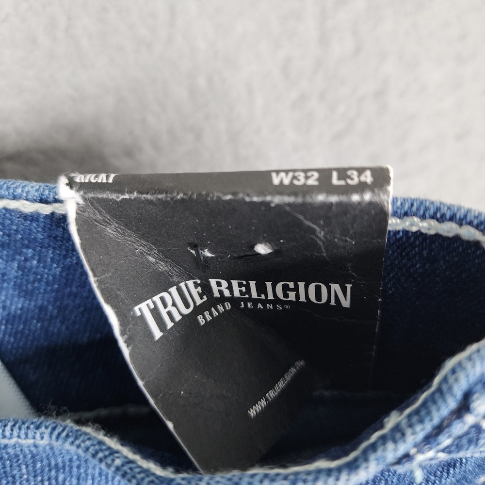True Religion Ricky Straight Jeans Mens 32x34 Blue Flap Pocket‎ Y2K NEW - Picture 7 of 16